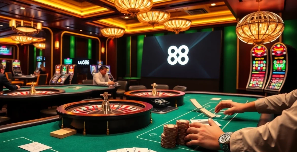 Experience the excitement of uu88 with a modern casino setting showcasing thrilling games.