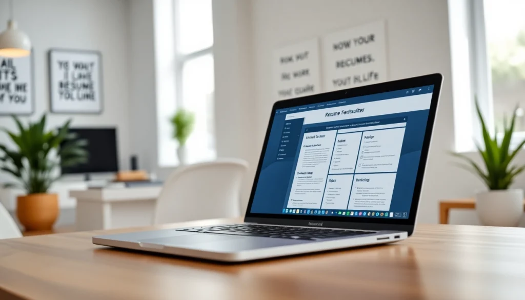 Engaging interface of a Resume Builder showcasing customizable templates on a laptop.