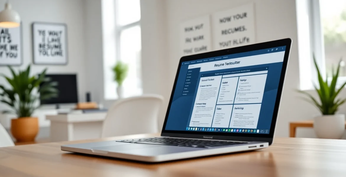 Engaging interface of a Resume Builder showcasing customizable templates on a laptop.