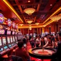 Players enjoying slots at muji138 casino, celebrating their wins with vibrant visuals and chips.