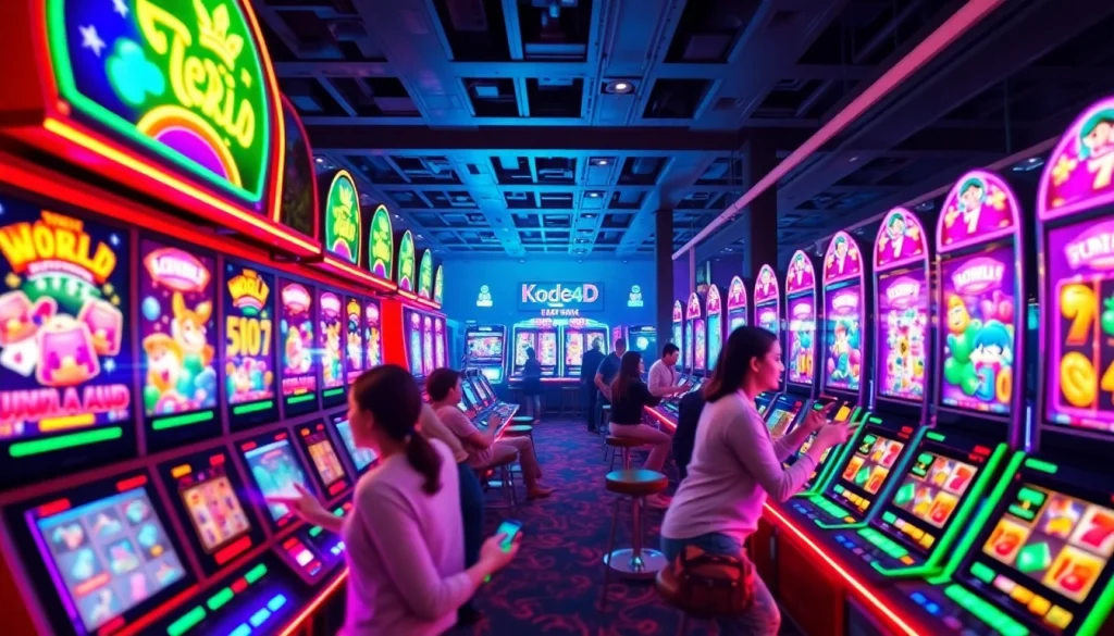 Immersive gaming experience with Kode4D slot machines, vibrant colors.