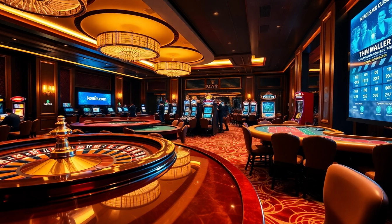 Exciting casino atmosphere with baccarat tables and kkwin com interface for premium gambling experience.