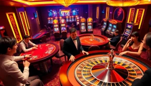 Experience the excitement of gambling at 67bet with lively casino tables and players engaged in games.