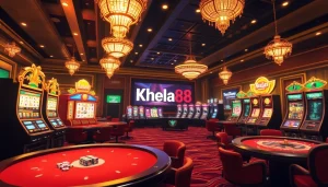 Khela88 online betting display with vibrant casino tables and dynamic slot games
