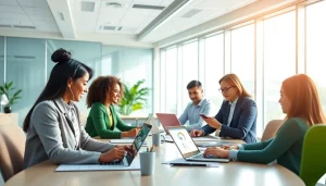 WPS官网下载 showcases a diverse team collaborating efficiently using WPS Office in a modern office environment.