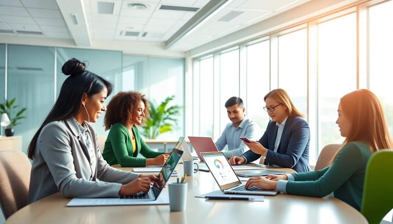 WPS官网下载 showcases a diverse team collaborating efficiently using WPS Office in a modern office environment.