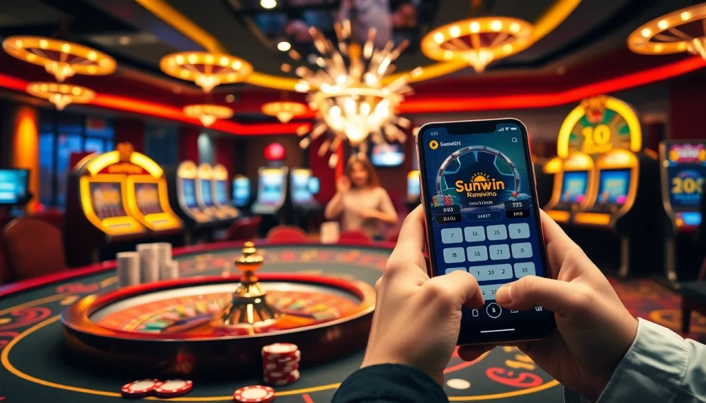 Experience the excitement of Sunwin with advanced online gambling features and vibrant casino visuals.