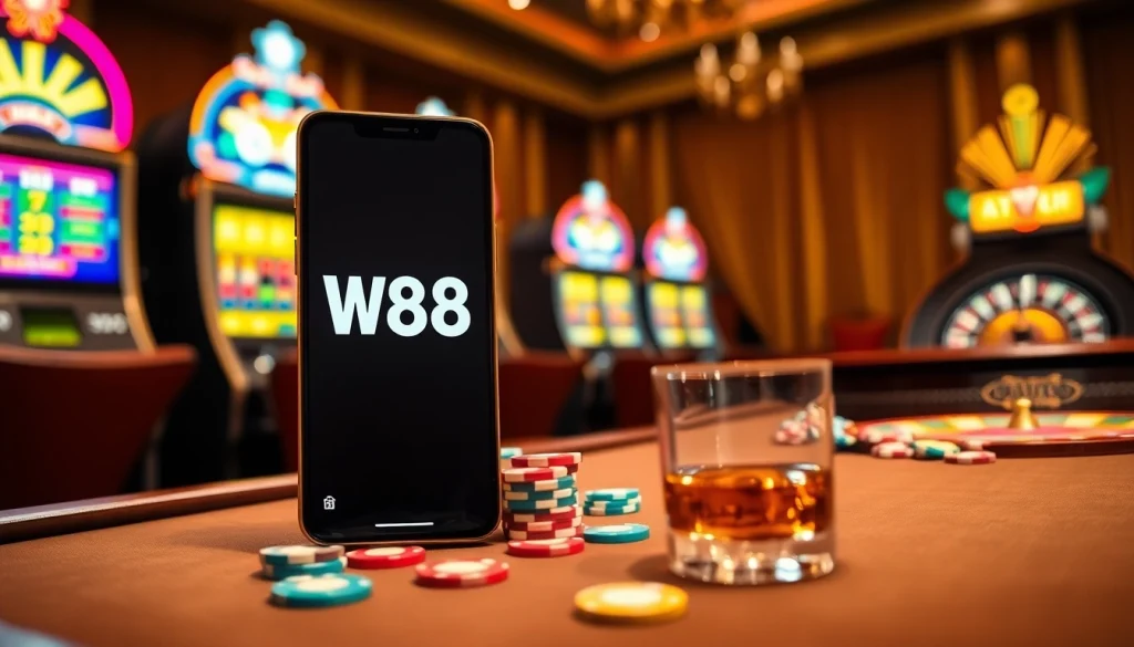 Experience the thrill of betting with the W88 link on a sleek mobile interface.