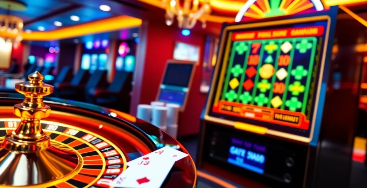 Engaging scene of nhà cái u888 online casino with roulette and poker elements.