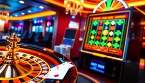 Engaging scene of nhà cái u888 online casino with roulette and poker elements.