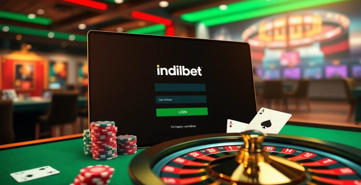 Securely accessing indibet login with casino games and vibrant betting visuals.