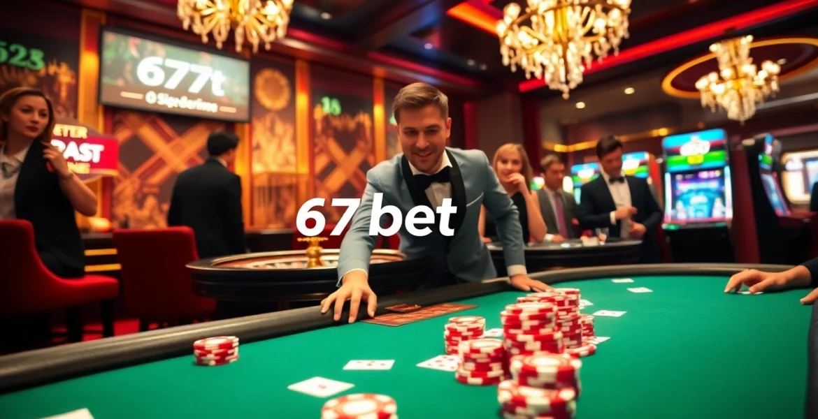 Experience high-stakes poker at 67bet's luxurious casino table with vibrant chips and cards.