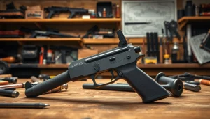 Showcasing the Graves Alamo 15 Trigger with detailed features in a craftsman workshop.