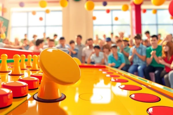 Main features of Plinko game while playing with colorful pegs and falling discs.