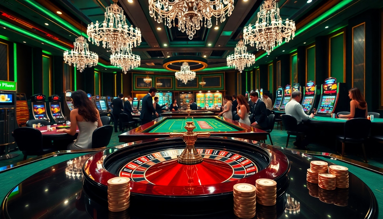 Nohu casino players smiling as they play poker and roulette in a luxurious setting.