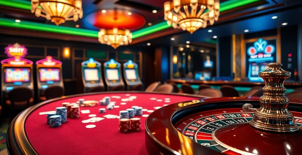 Play exciting games at https://255bett.com.br with luxurious casino tables, cards, and roulette wheels.