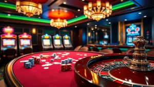 Play exciting games at https://255bett.com.br with luxurious casino tables, cards, and roulette wheels.