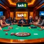 Experience diverse gaming excitement at luck8 casino with players at an elegant gambling table.