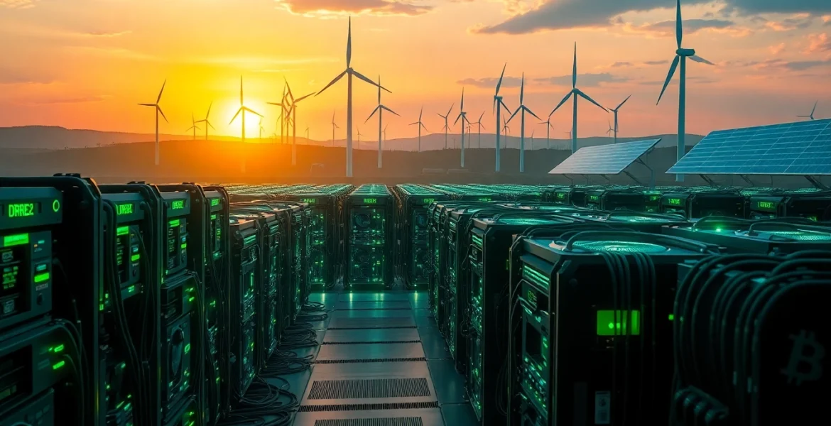 Innovative bitcoin cloud mining facility powered by clean energy sources.