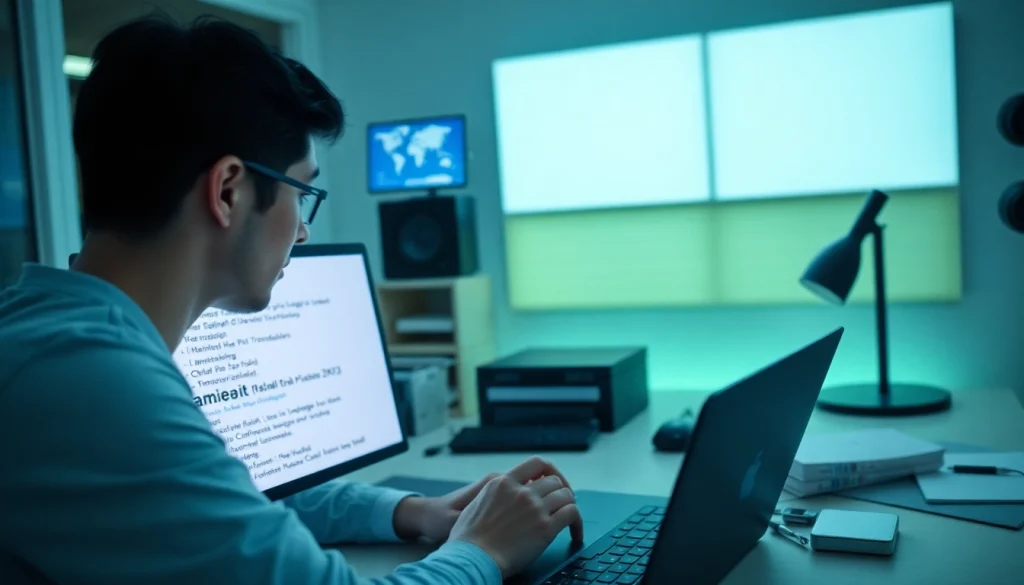 Efficient translation workspace showcasing 有道翻译下载 on digital devices.