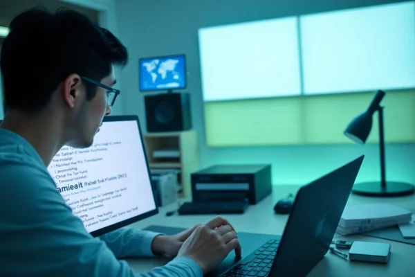 Efficient translation workspace showcasing 有道翻译下载 on digital devices.