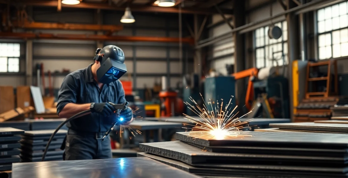 Crafting custom steel fabrication components in a professional workshop setting.
