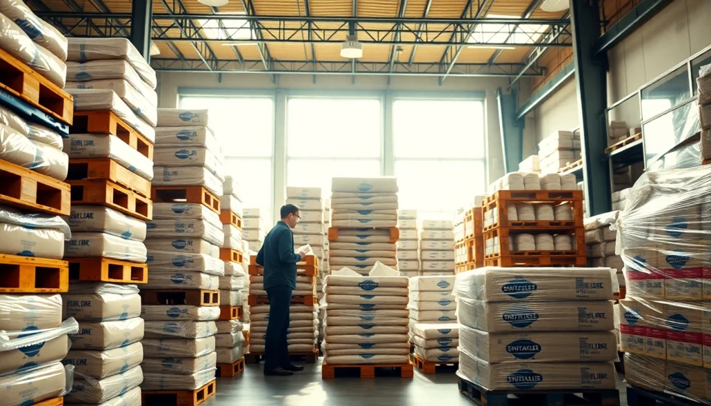 Showcase of a sweetener supplier warehouse with various sweeteners in an organized setting, highlighting product quality inspection.