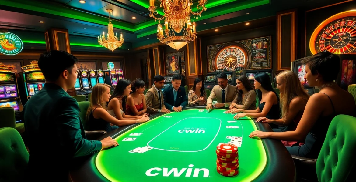 Experience the thrill of strategic blackjack with cwin at a luxurious casino table.