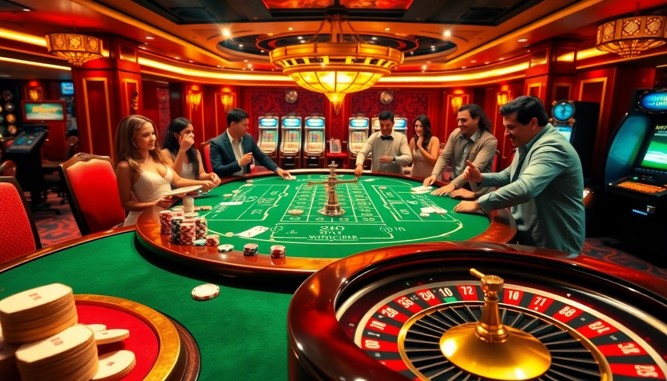 Players enjoying a thrilling iwinclub casino experience at a stylish gaming table.