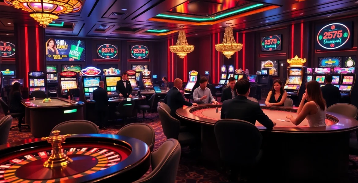 Experience thrilling online gaming at https://cair33bdg.com/ with vibrant casino action depicted in a lively environment.