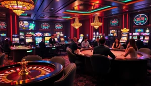 Experience thrilling online gaming at https://cair33bdg.com/ with vibrant casino action depicted in a lively environment.