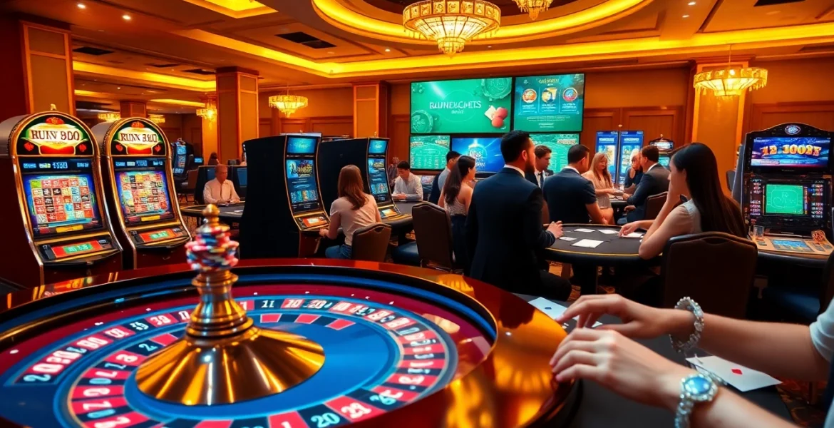 Experience the excitement of gambling at urr88.com with engaging casino visuals of players at the roulette table.
