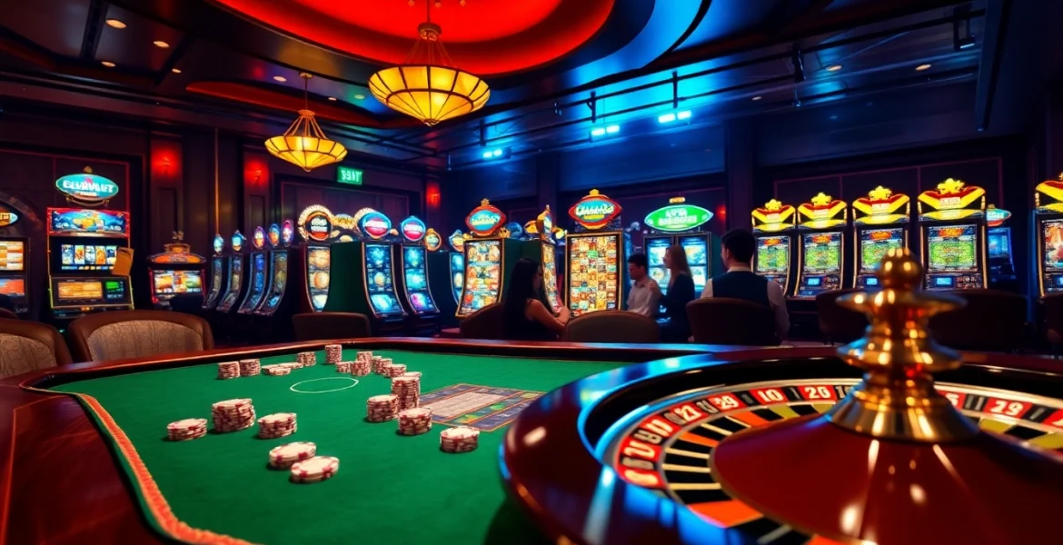 Experience thrilling gameplay at 54BET casino with vibrant slot machines and roulette.