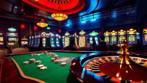 Experience thrilling gameplay at 54BET casino with vibrant slot machines and roulette.