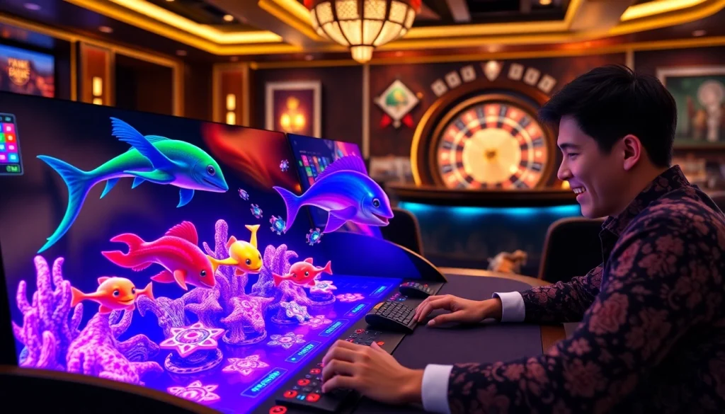 A thrilling bắn cá đổi thưởng online experience with vibrant sea creatures captivating players in action.
