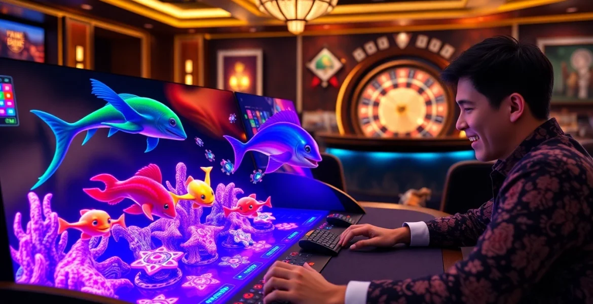 A thrilling bắn cá đổi thưởng online experience with vibrant sea creatures captivating players in action.