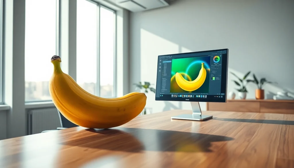 Innovative nano banana displayed in a modern office, highlighting advanced AI technology.