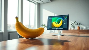 Innovative nano banana displayed in a modern office, highlighting advanced AI technology.