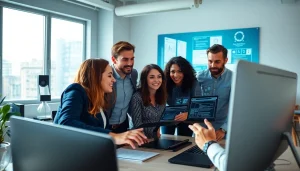 Professional team designing a website according to client requirements, enhancing online presence.