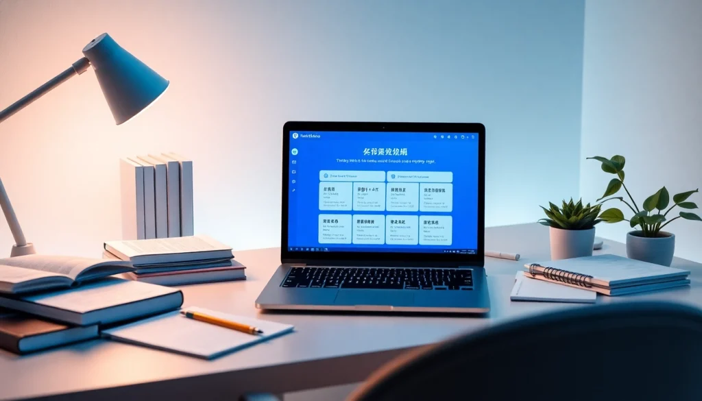 Youdao translation app displayed on a modern laptop in a professional workspace