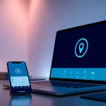 快连下载 interface displayed on a modern laptop, showcasing user-friendly VPN connectivity.