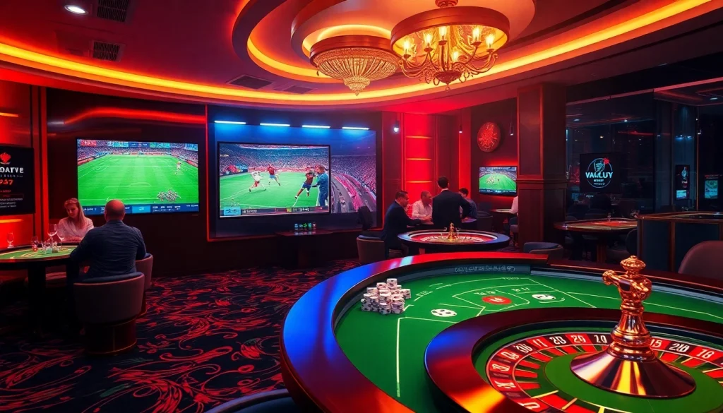 Experience football streaming on https://vaoluoitv.it.com with vibrant casino visuals and dynamic betting activities.