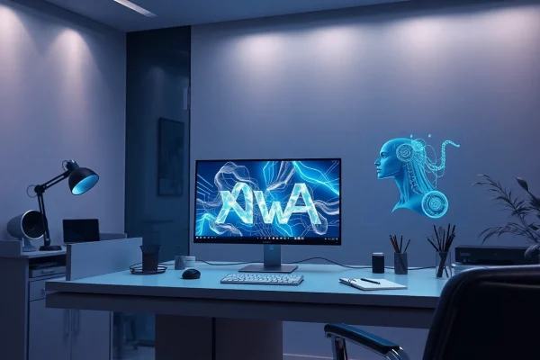 AI NSFW image generator interface in a modern art studio.