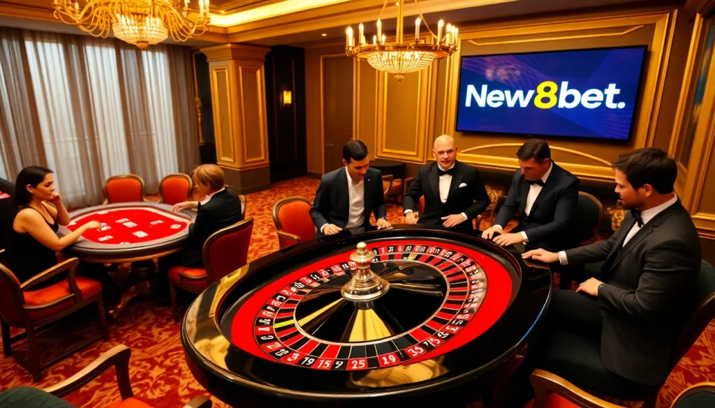 Experience luxury gaming at New88bet.us with roulette and poker tables full of vibrant action.