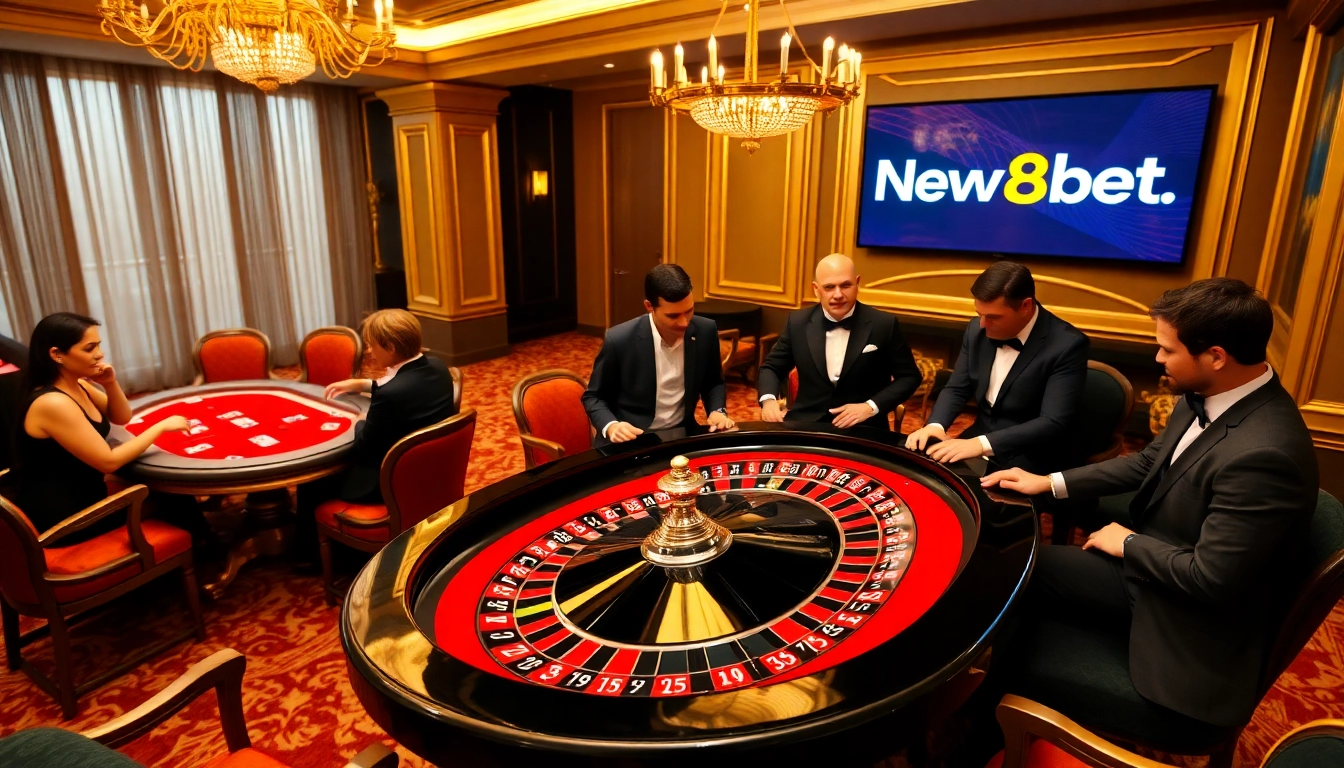 Experience luxury gaming at New88bet.us with roulette and poker tables full of vibrant action.
