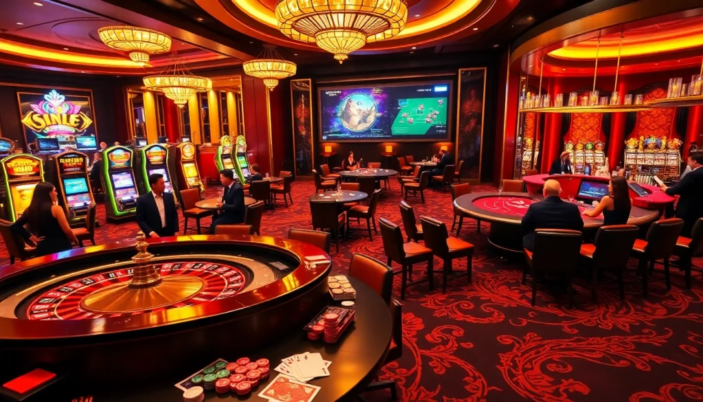 An exciting scene of players at a roulette table evoking the thrill of gambling at https://www.6rwin55.com/ with luxurious casino ambiance.
