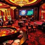 An exciting scene of players at a roulette table evoking the thrill of gambling at https://www.6rwin55.com/ with luxurious casino ambiance.