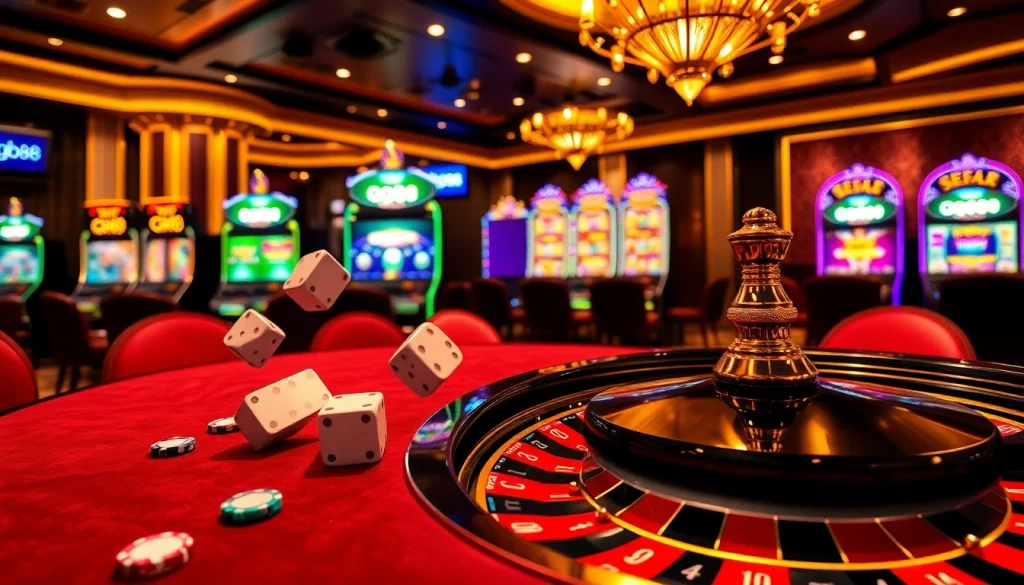 Experience the excitement of gg88 gaming with vibrant poker, roulette, and slot machine visuals.