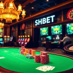 Engage in exciting gaming experiences using SHBET with vibrant tables and professional players in a luxurious casino.