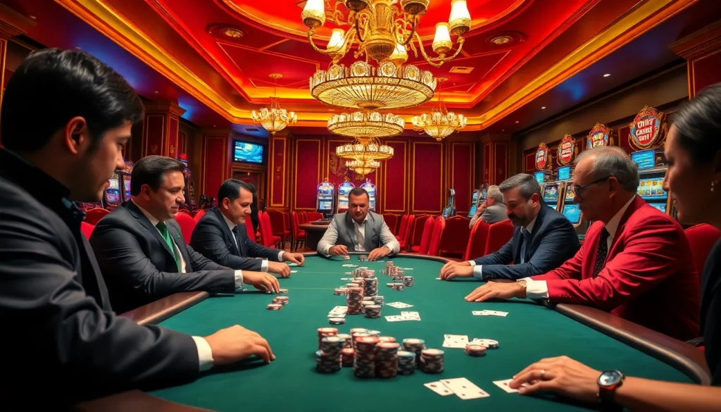 Gamble with style at KJC's upscale casino, featuring luxury poker tables and vibrant decor.